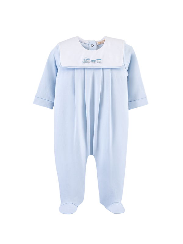 Tiny Choo Choo Embroidered Bib Footie