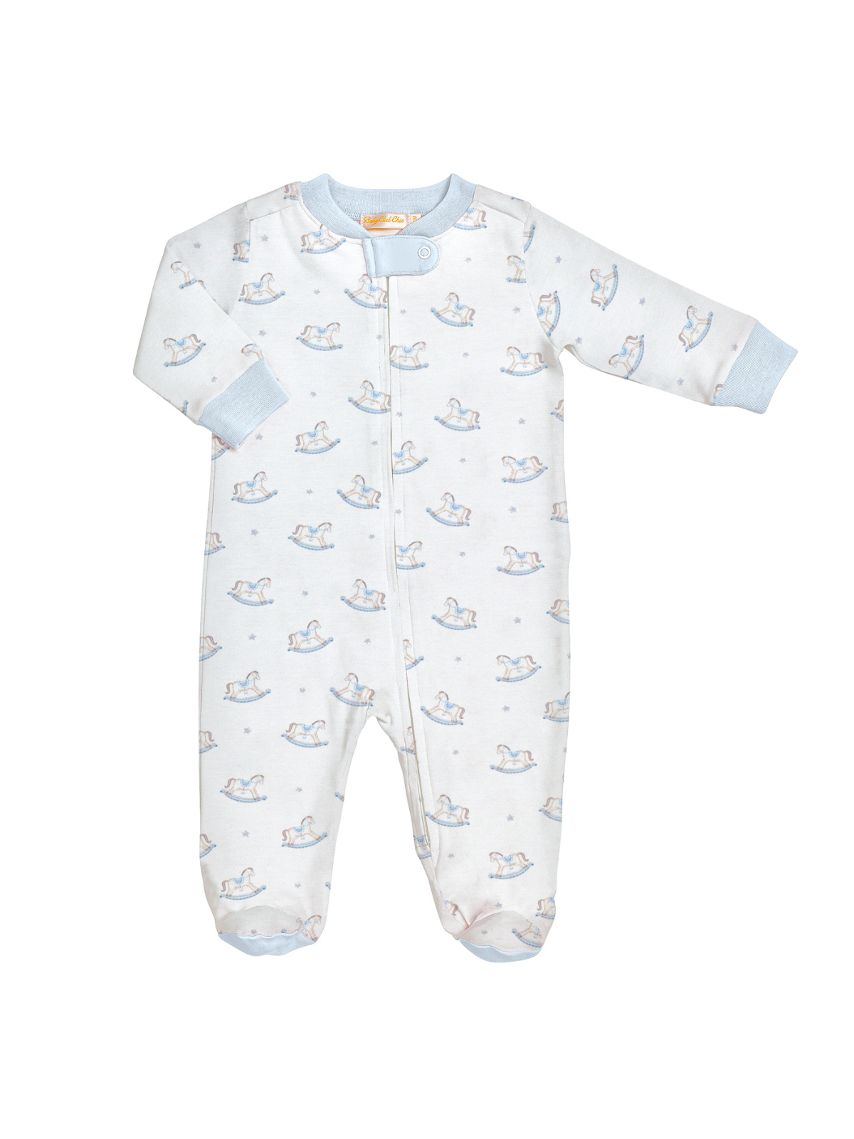 Tiny Rocking Horse Zipped Footie Pajamas Baby Club Chic White 0-3M