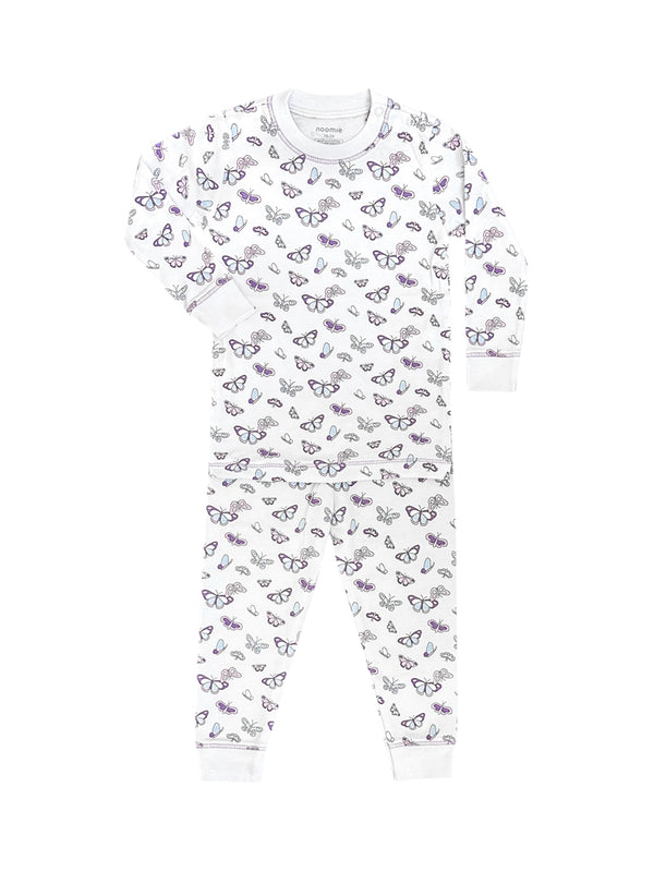 Butterflies Two Piece PJ Pajamas Baby Noomie White 2T 
