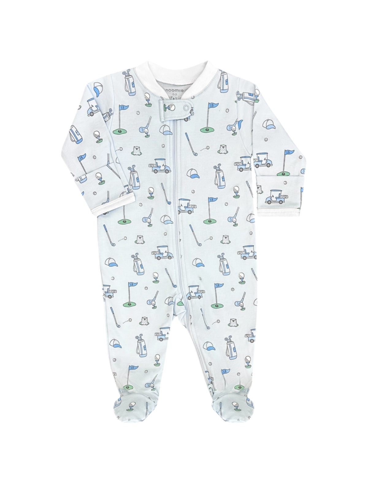 Golf Zipper Footie Pajamas Baby Noomie Light Blue 0-3M 