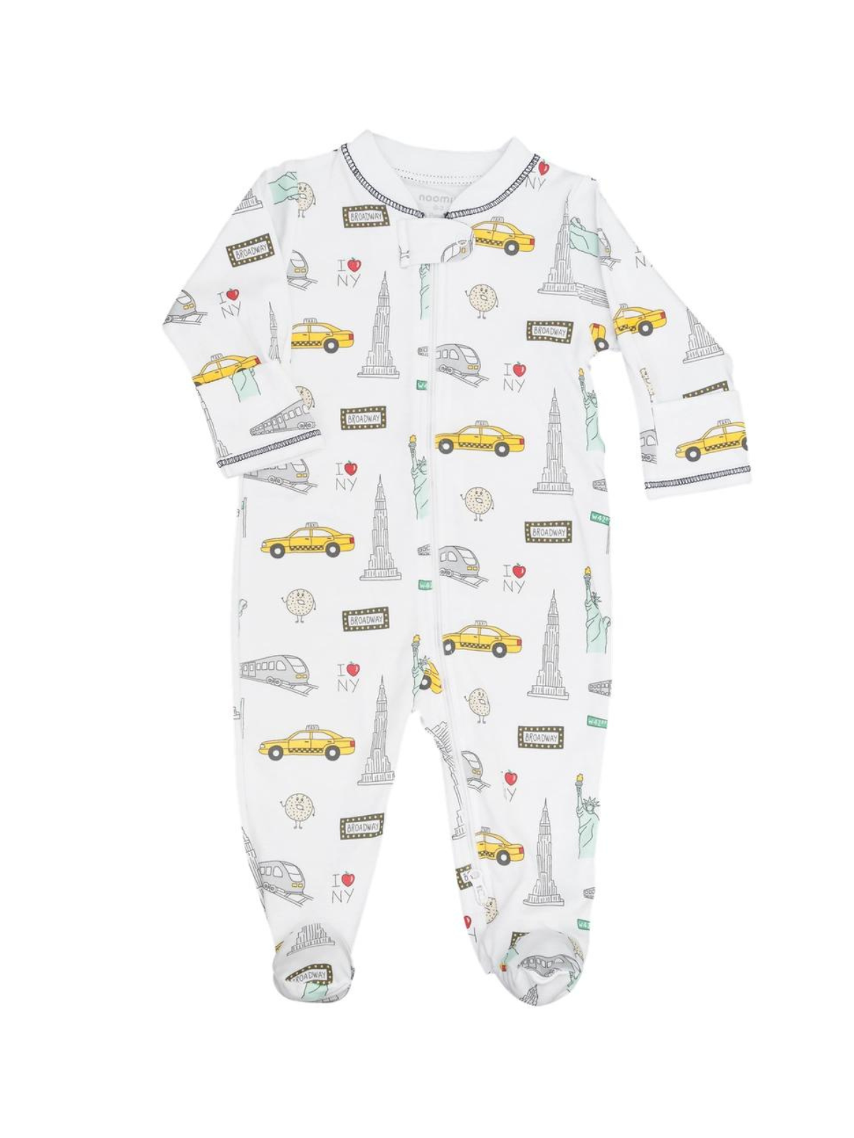 NYC Zipper Footie Pajamas Baby Noomie White 0-3M 