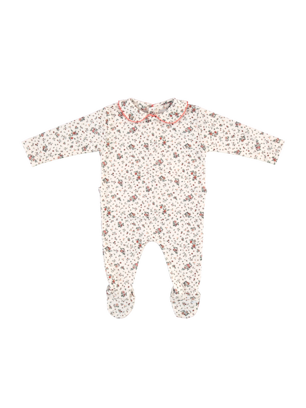 Blanca Floral Footie Rompers Bebe Organic Fall Prairie 3M