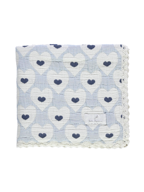 Blue Hearts Patchwork Blanket
