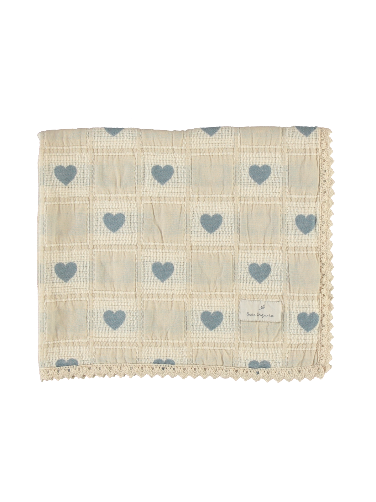 Blue Hearts Patchwork Blanket Blankets Bebe Organic Blue