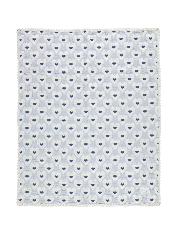 Blue Hearts Patchwork Blanket