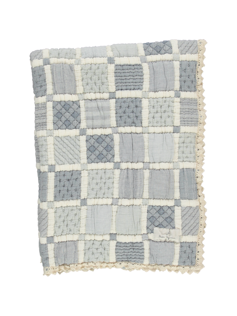 Blue Patchwork Blanket | 100% organic cotton