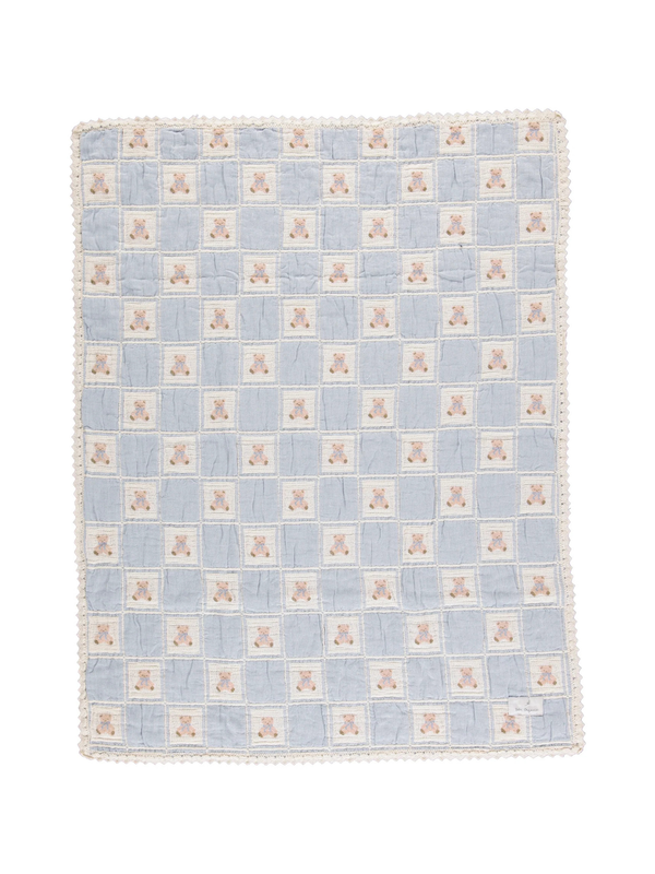 Blue Teddy Bear Patchwork Blanket