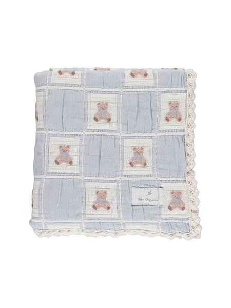 Blue Teddy Bear Patchwork Blanket