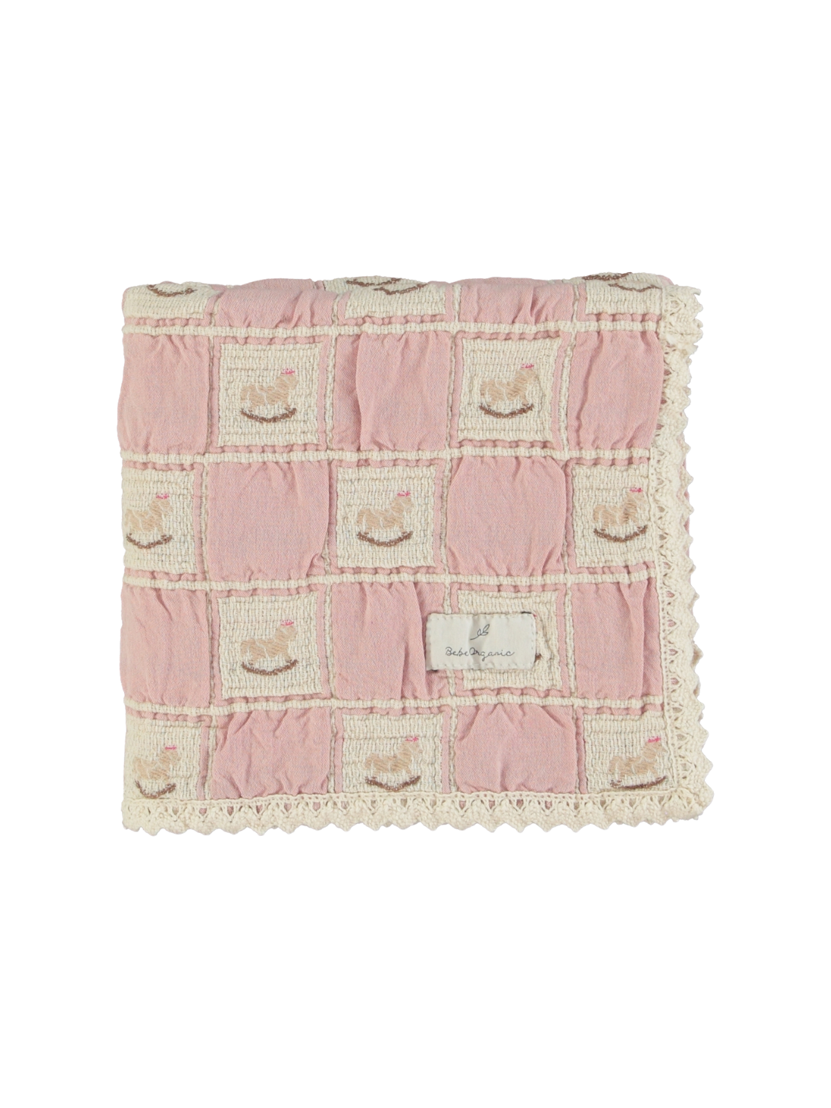 Blush Rocking Horse Patchwork Blanket Blankets Bebe Organic