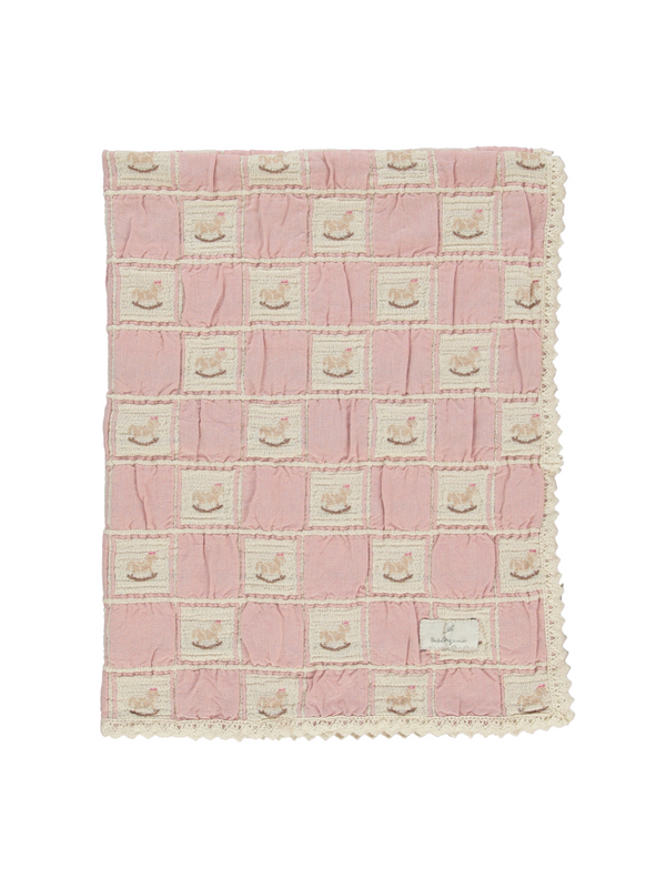 Blush Rocking Horse Patchwork Blanket Blankets Bebe Organic Blush