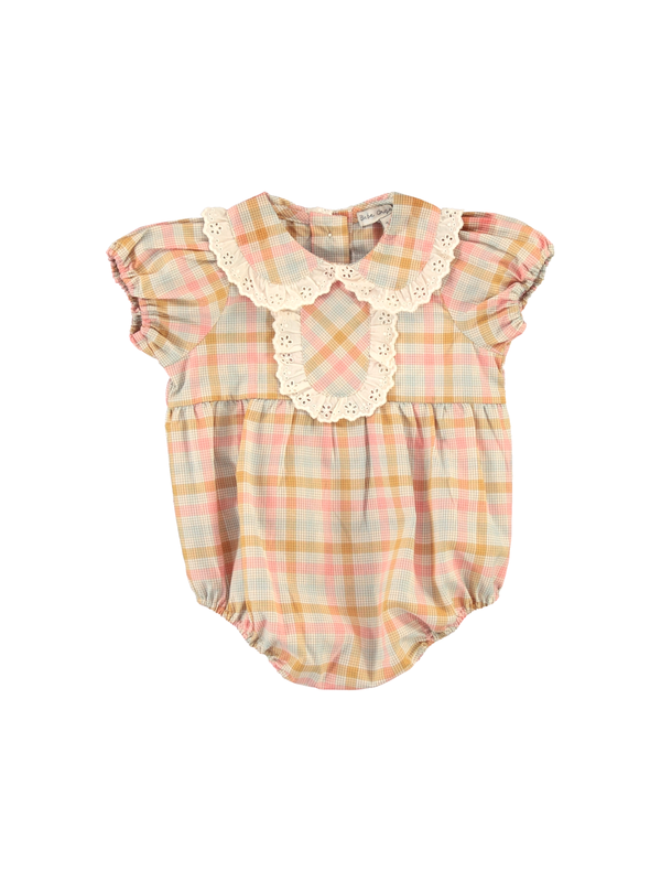 Camille Romper Rompers Bebe Organic Sweet Checks 6M