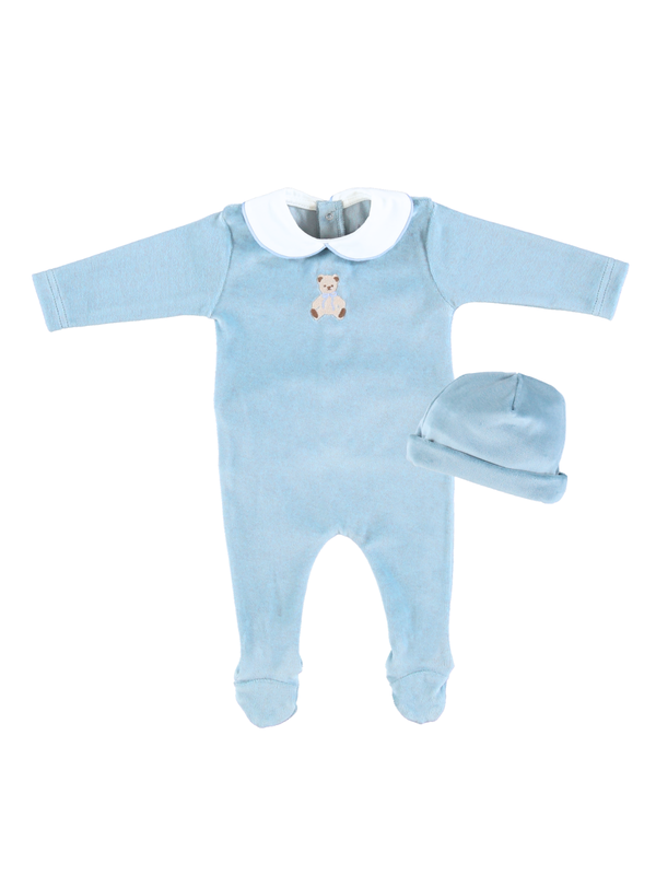 Eden Velour Collar Footie with Hat