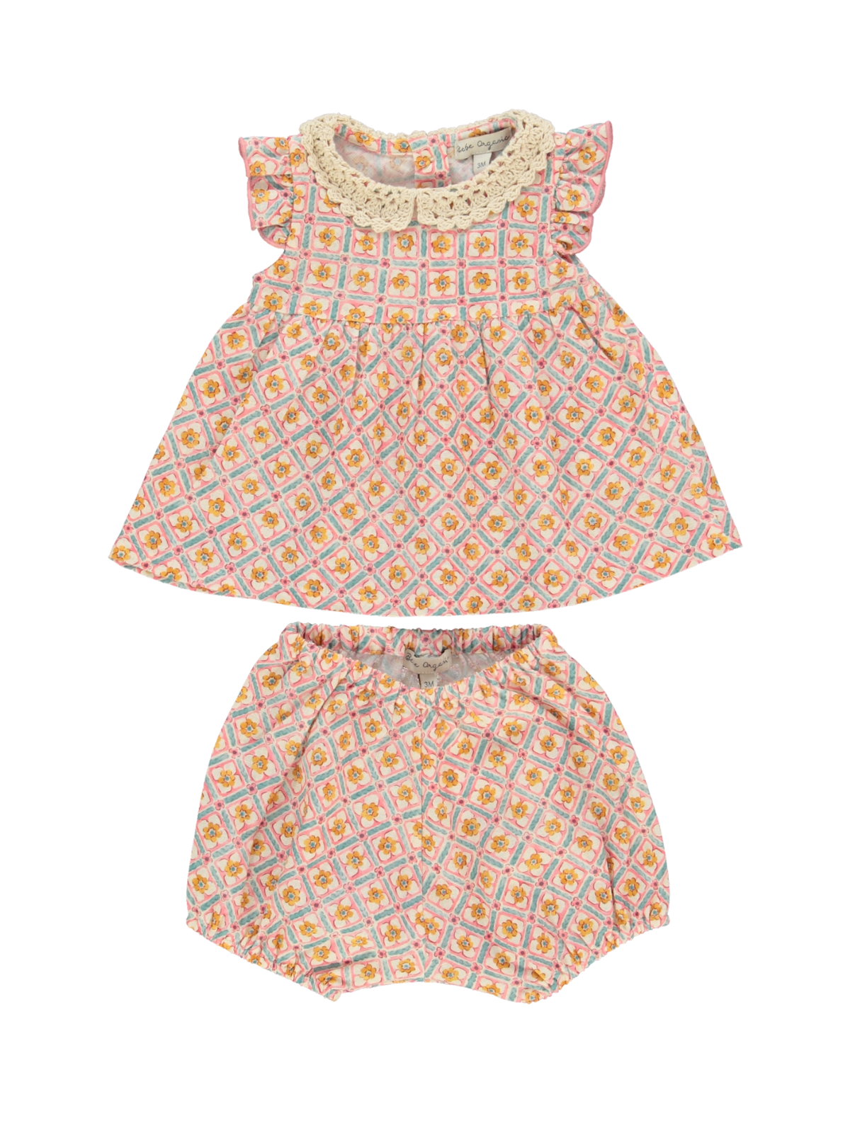 Eloise Crochet Collar Baby Set Sets Bebe Organic Geometric Florals 6M