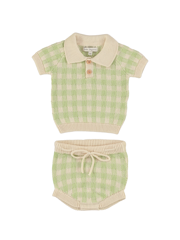 June Baby Set Sets Bebe Organic Green Gingham 6M