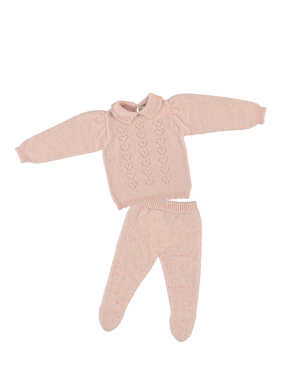 Monna Knit Baby Set Sets Bebe Organic Soft Pink 3M
