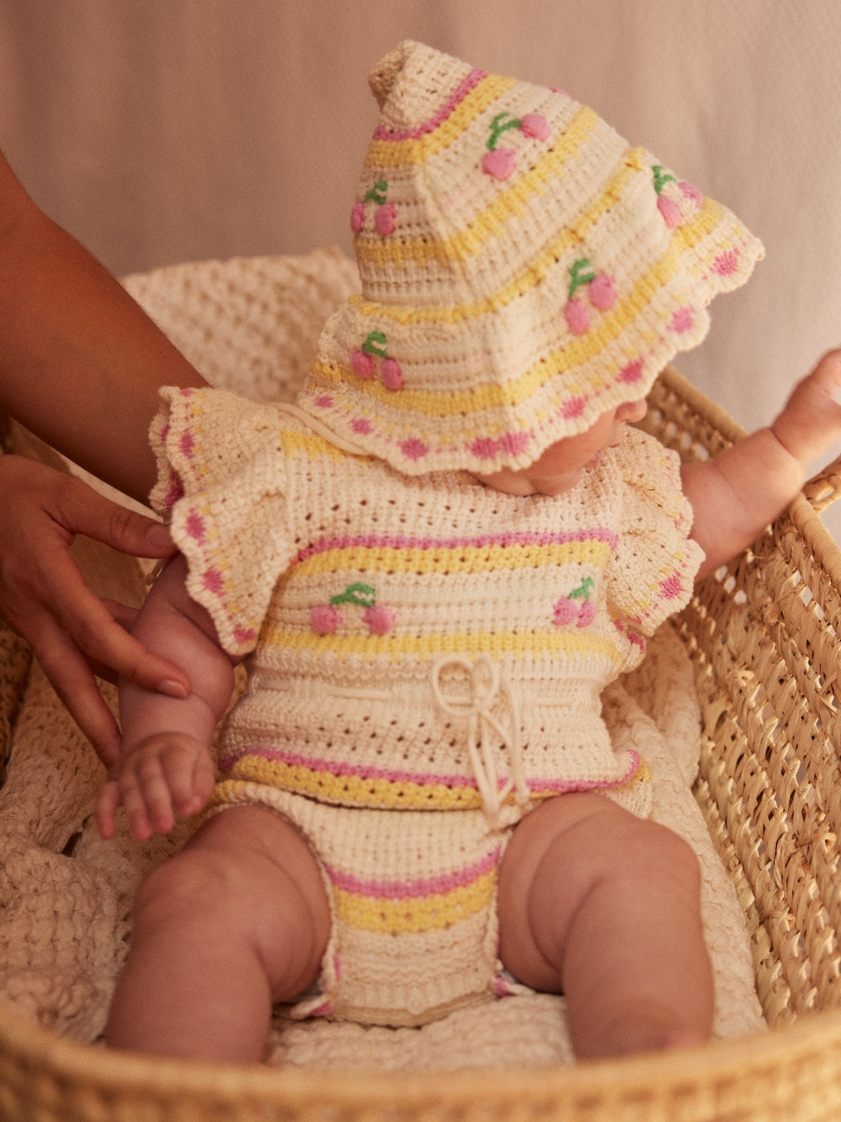 Paloma Cherry Crochet Baby Romper – Cute Baby Romper