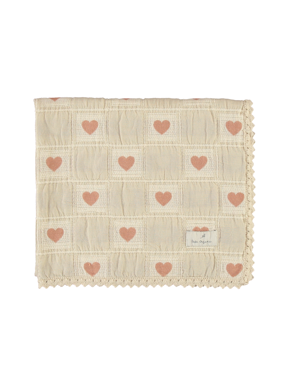 Pink Hearts Patchwork Blanket Blankets Bebe Organic Pink