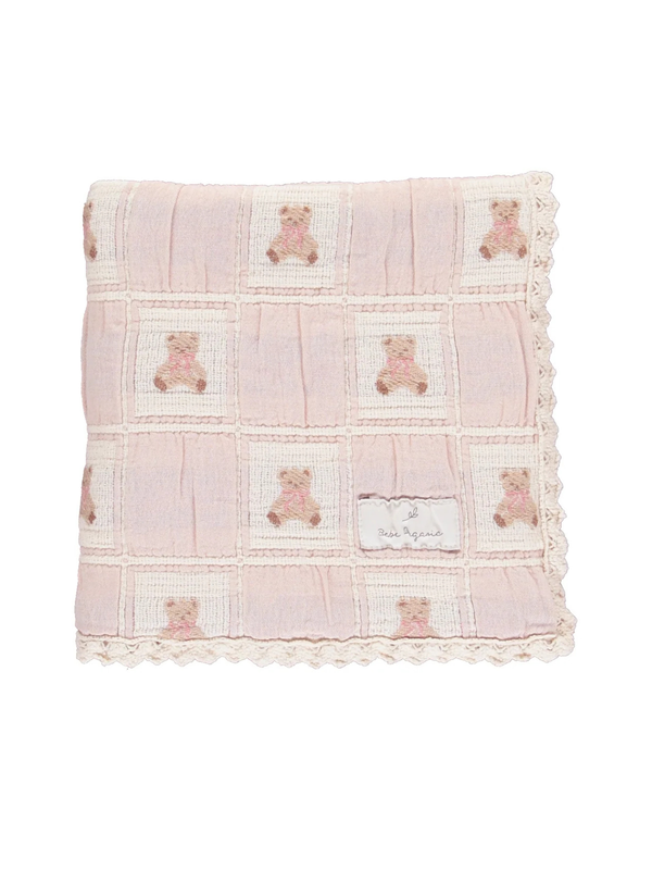 Pink Teddy Bear Patchwork Blanket