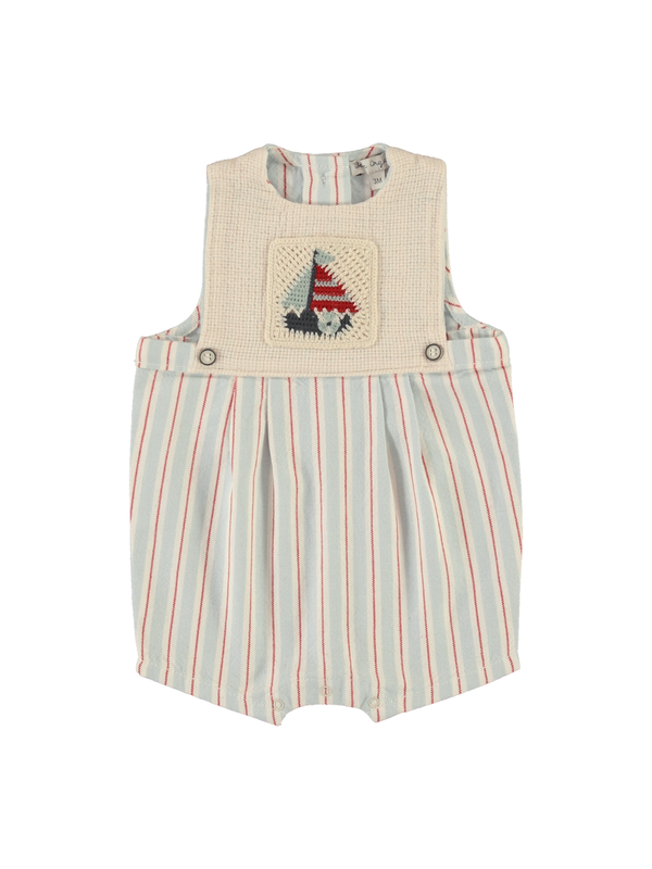 Sailboat Stripe Romper Rompers Bebe Organic Sea Side Stripe 6M