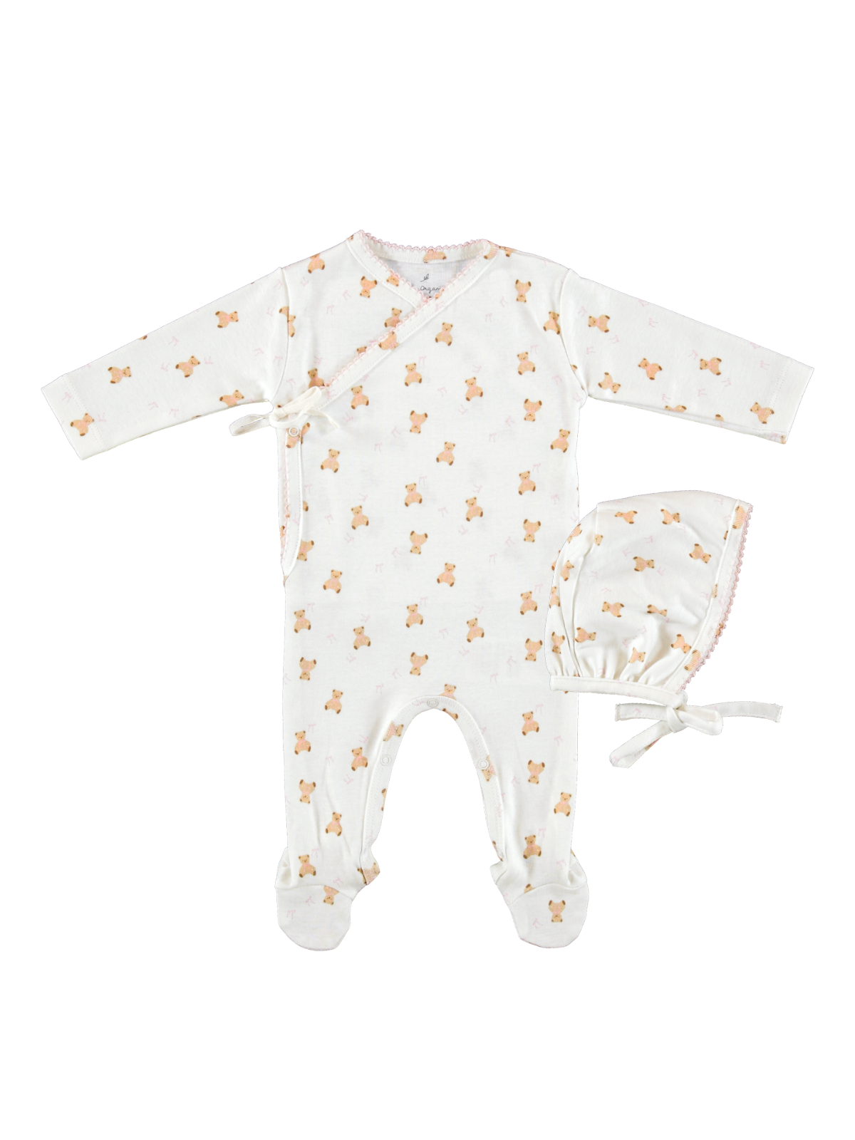 Teddy Wrap Footie and Bonnet Set Sets Bebe Organic Pink Newborn
