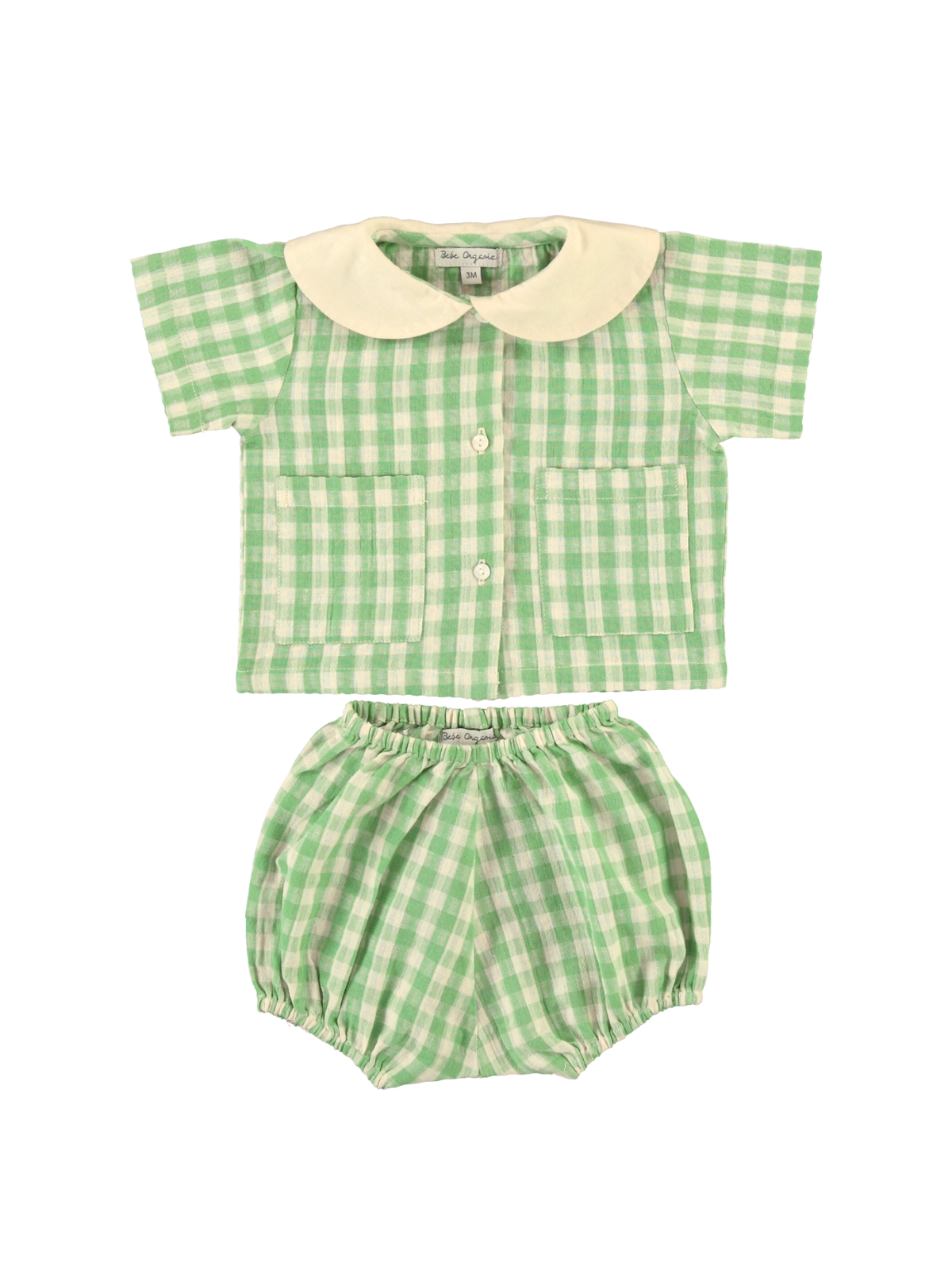 Teo Baby Set Sets Bebe Organic Green Gingham 6M