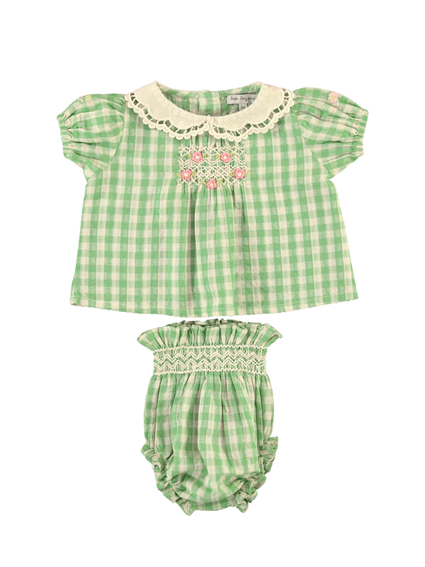 Tilia Baby Set Sets Bebe Organic Green Gingham 6M