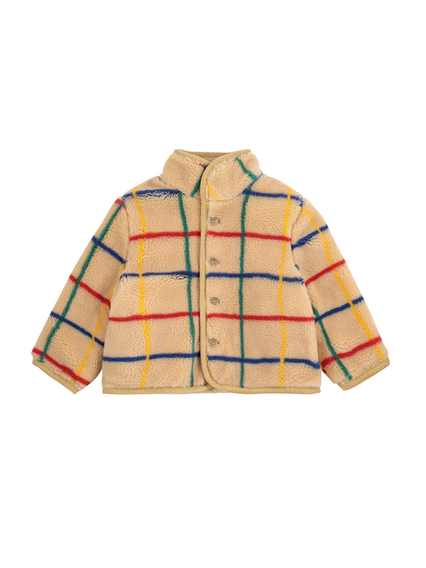 Baby Windowpane Fleece Jacket Outerwear Bobo Choses Beige 12M