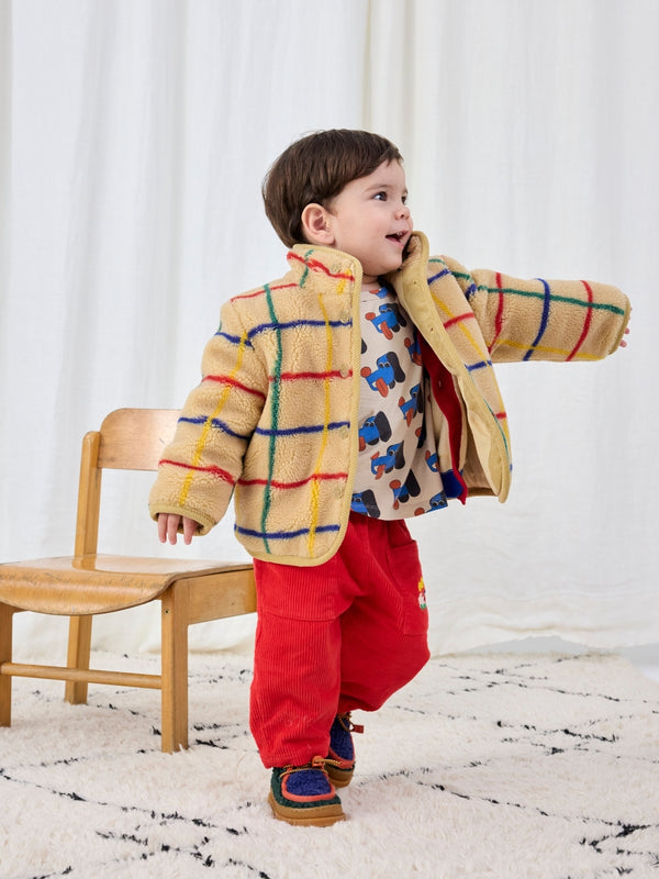 Baby Windowpane Fleece Jacket Outerwear Bobo Choses