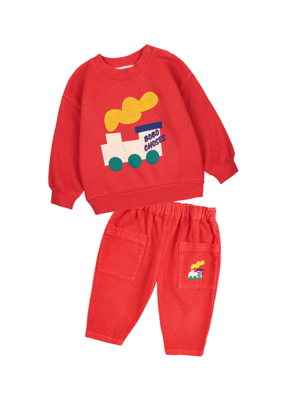 Choo Choo Sweatshirt And Corduroy Set Sets Bobo Choses Red 6M