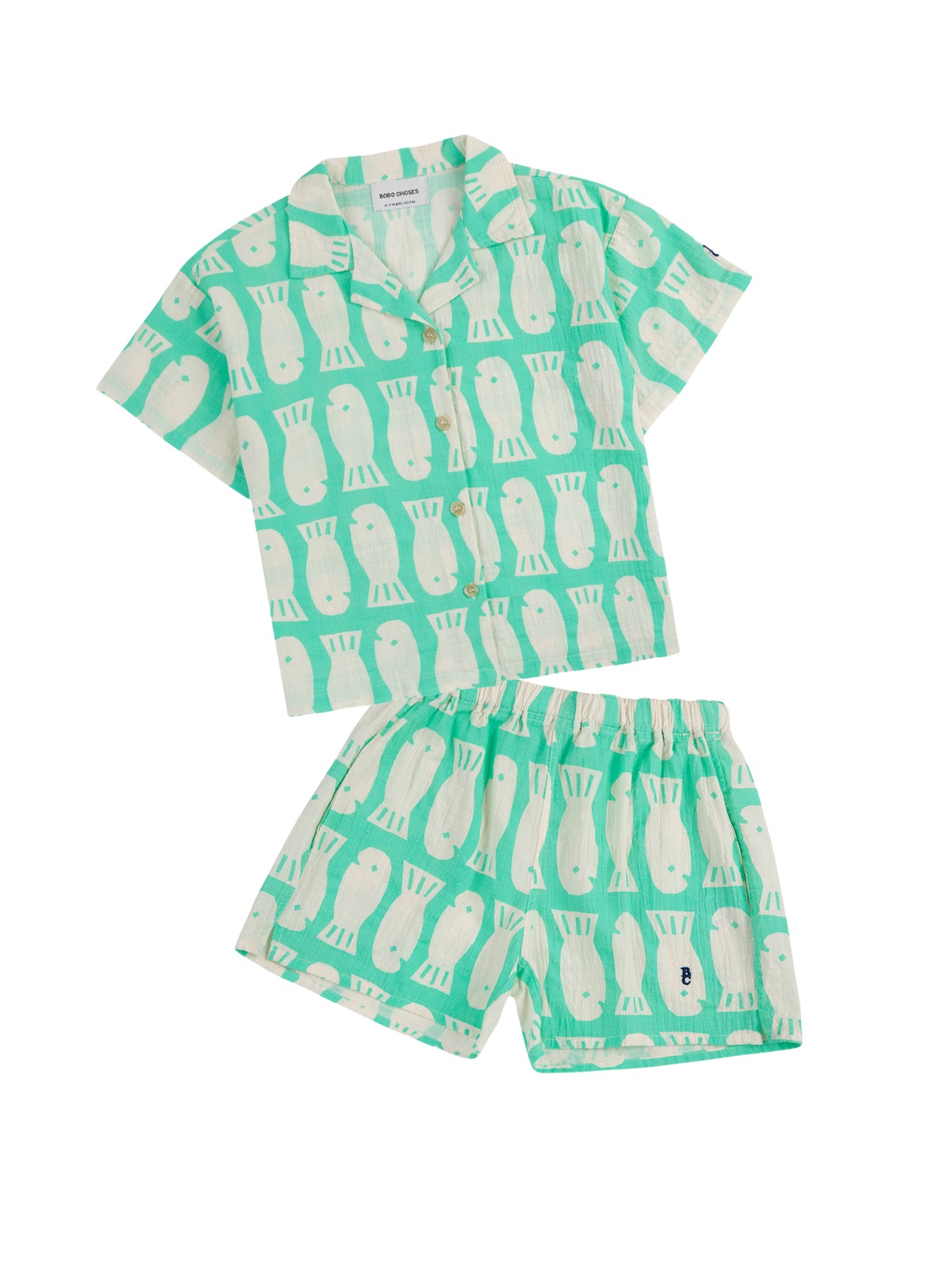 Lucky Fish All Over Woven Shorts Set Sets Bobo Choses Lucky Fish Green 2-3Y