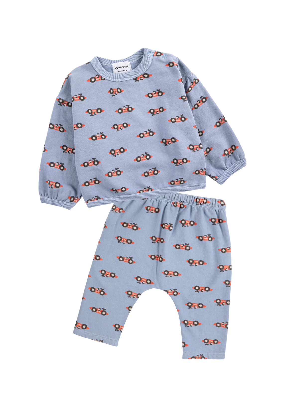 Race Car All Over Baby Sweat Set Sets Bobo Choses Light Blue 6M