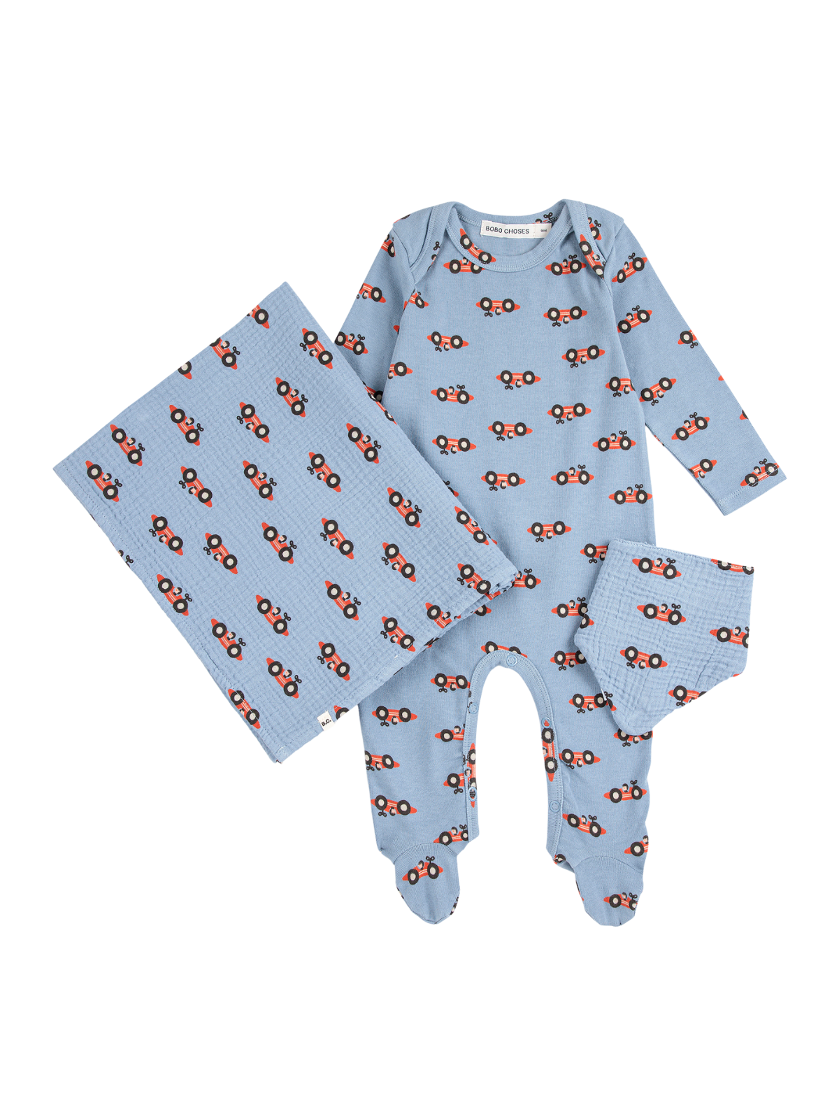 Race Car All Over Newborn Gift Set Sets Bobo Choses Light Blue 1M