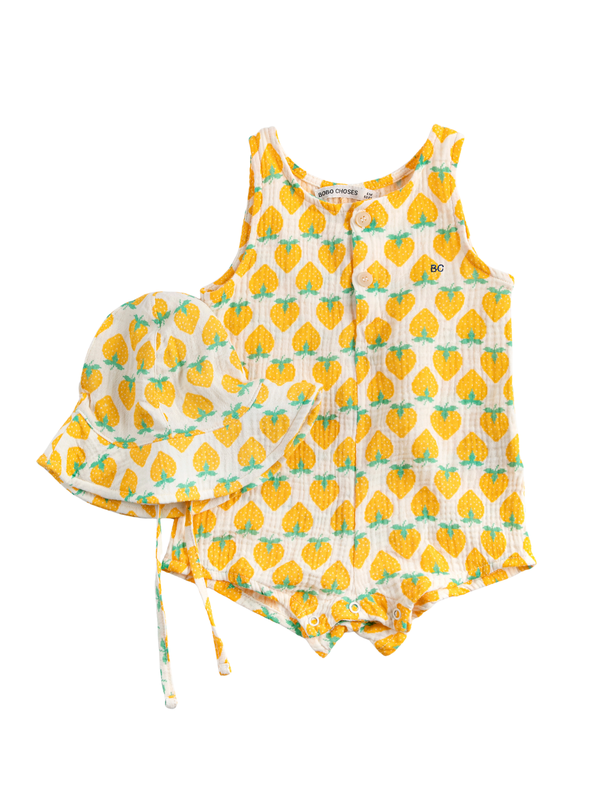 Strawberry Romper Set Rompers Bobo Choses Yellow 3M