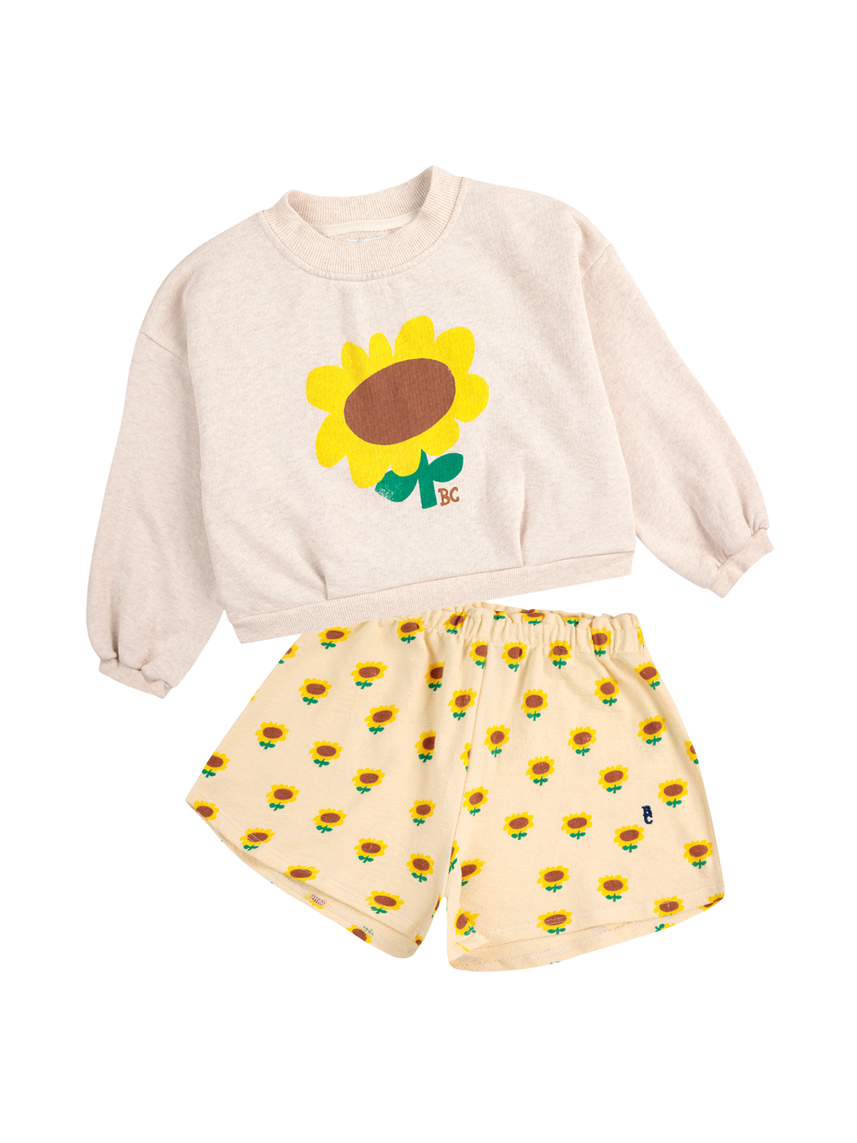 Sunflower Sweatshirt & Shorts Set Sets Bobo Choses Off White 2-3Y