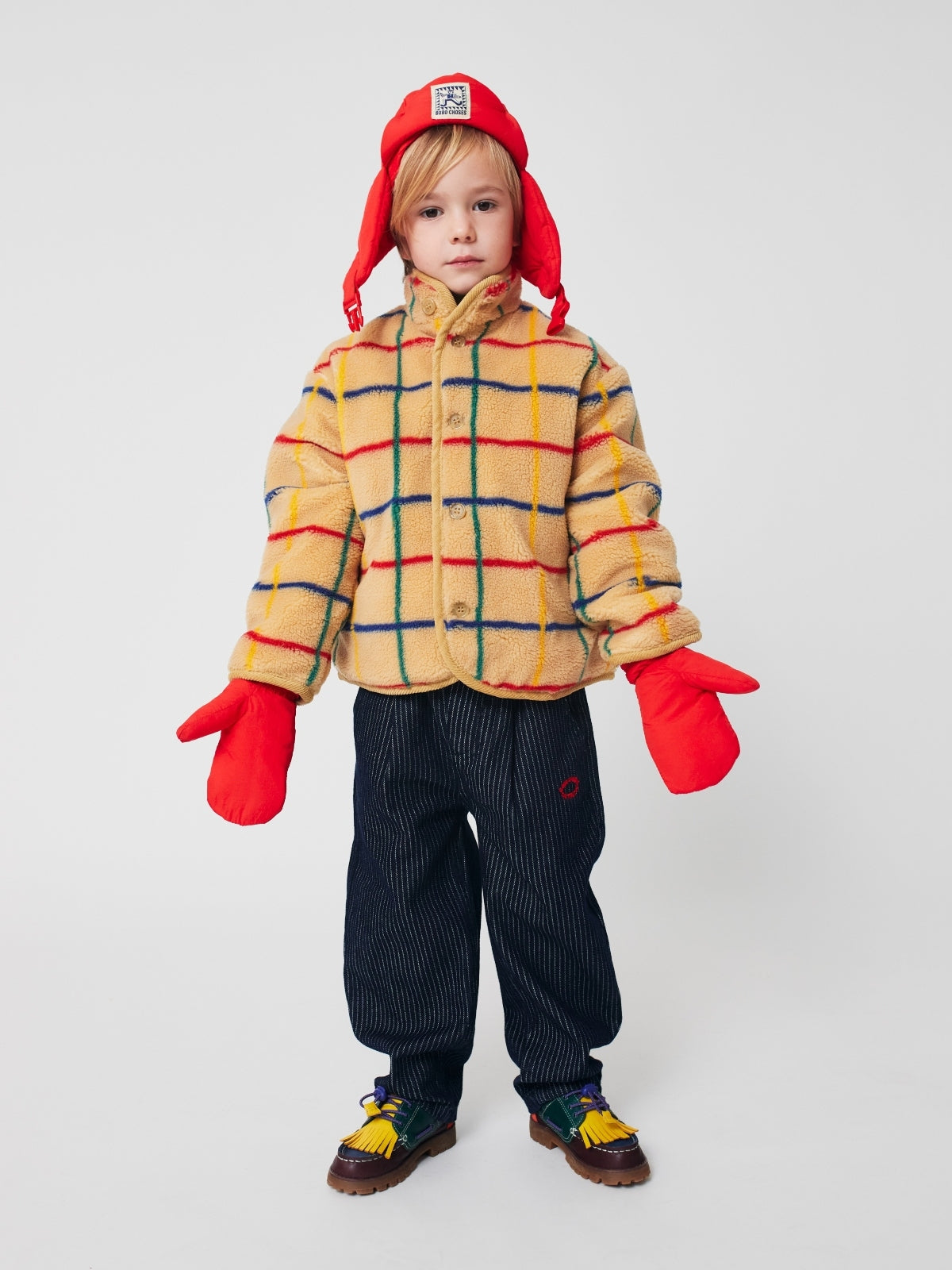 Windowpane Fleece Jacket Outerwear Bobo Choses