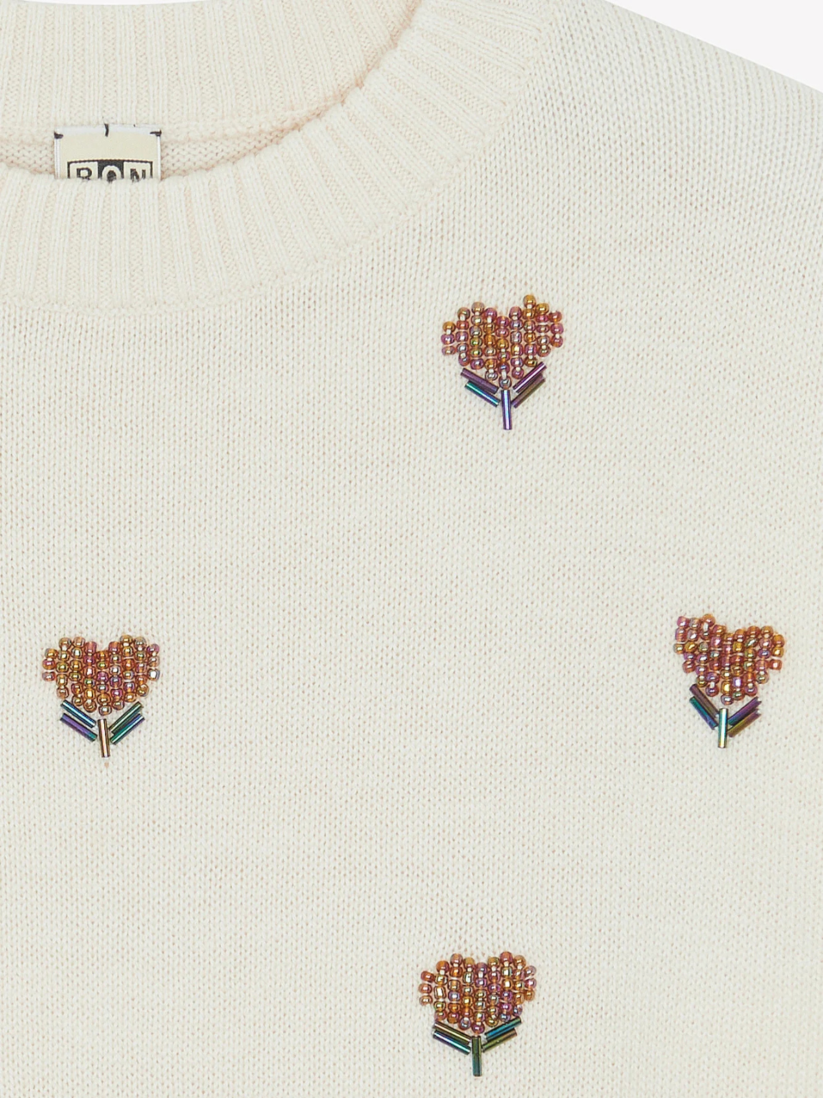 Beaded Heart Flower Sweater Sweaters Bonton