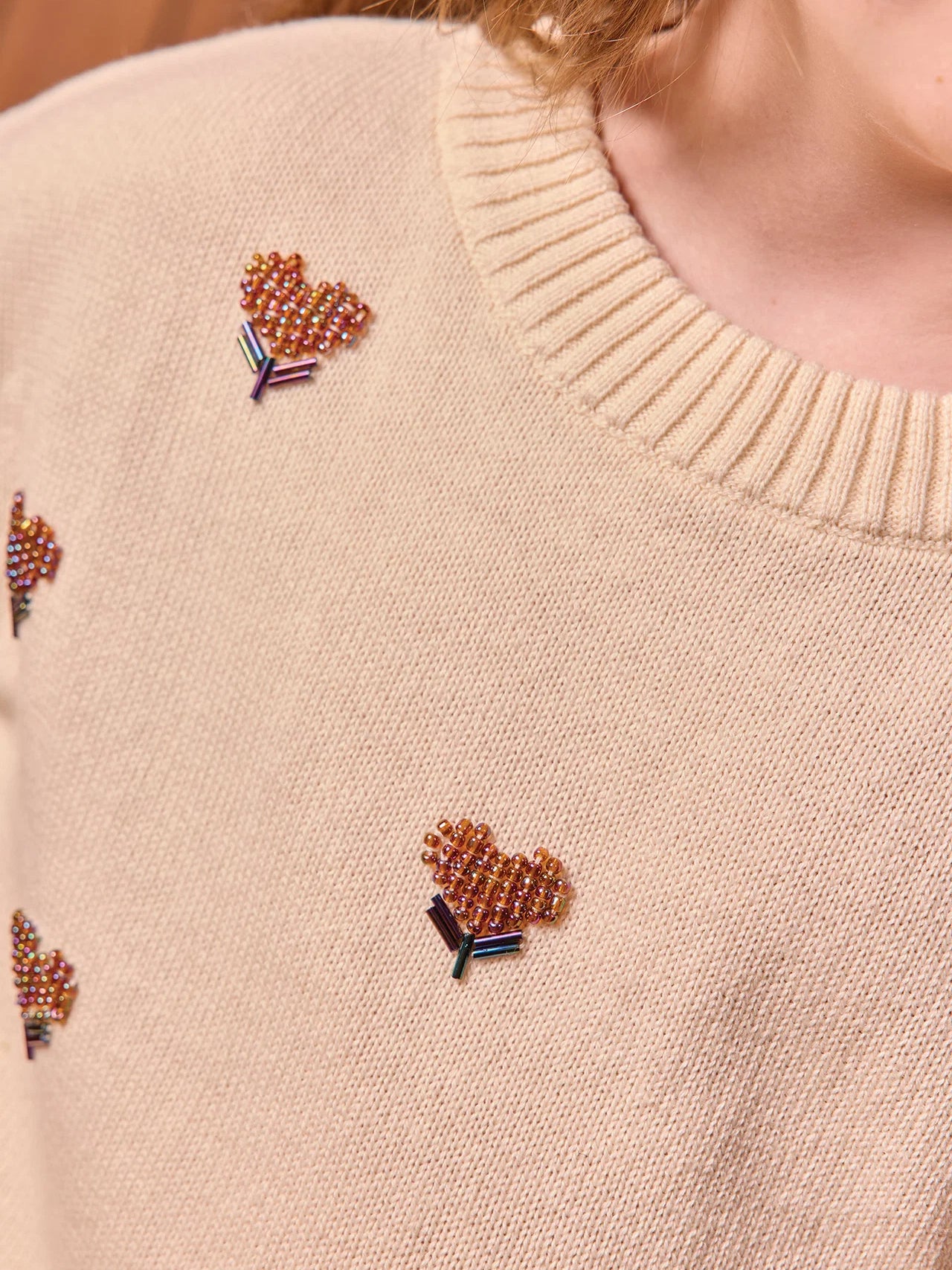 Beaded Heart Flower Sweater Sweaters Bonton
