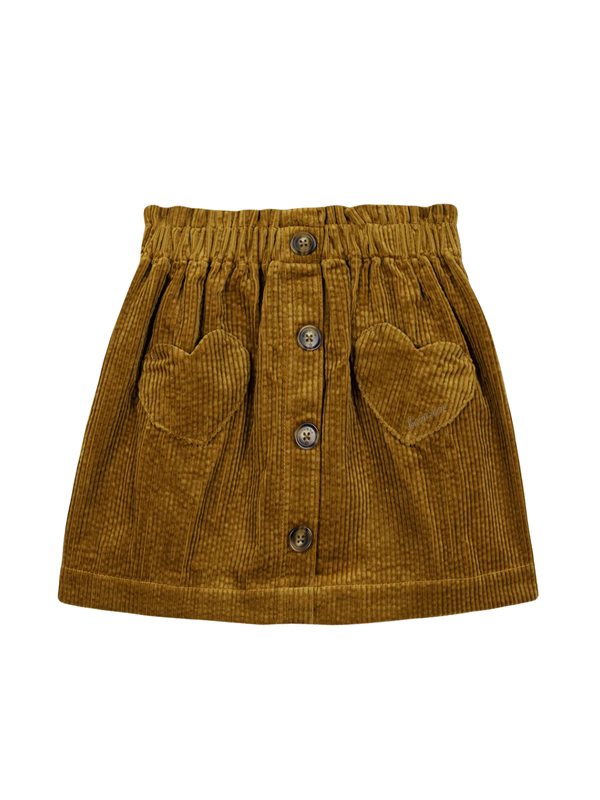 Heart Pocket Corduroy Skirt Skirts Bonton Brown 3Y