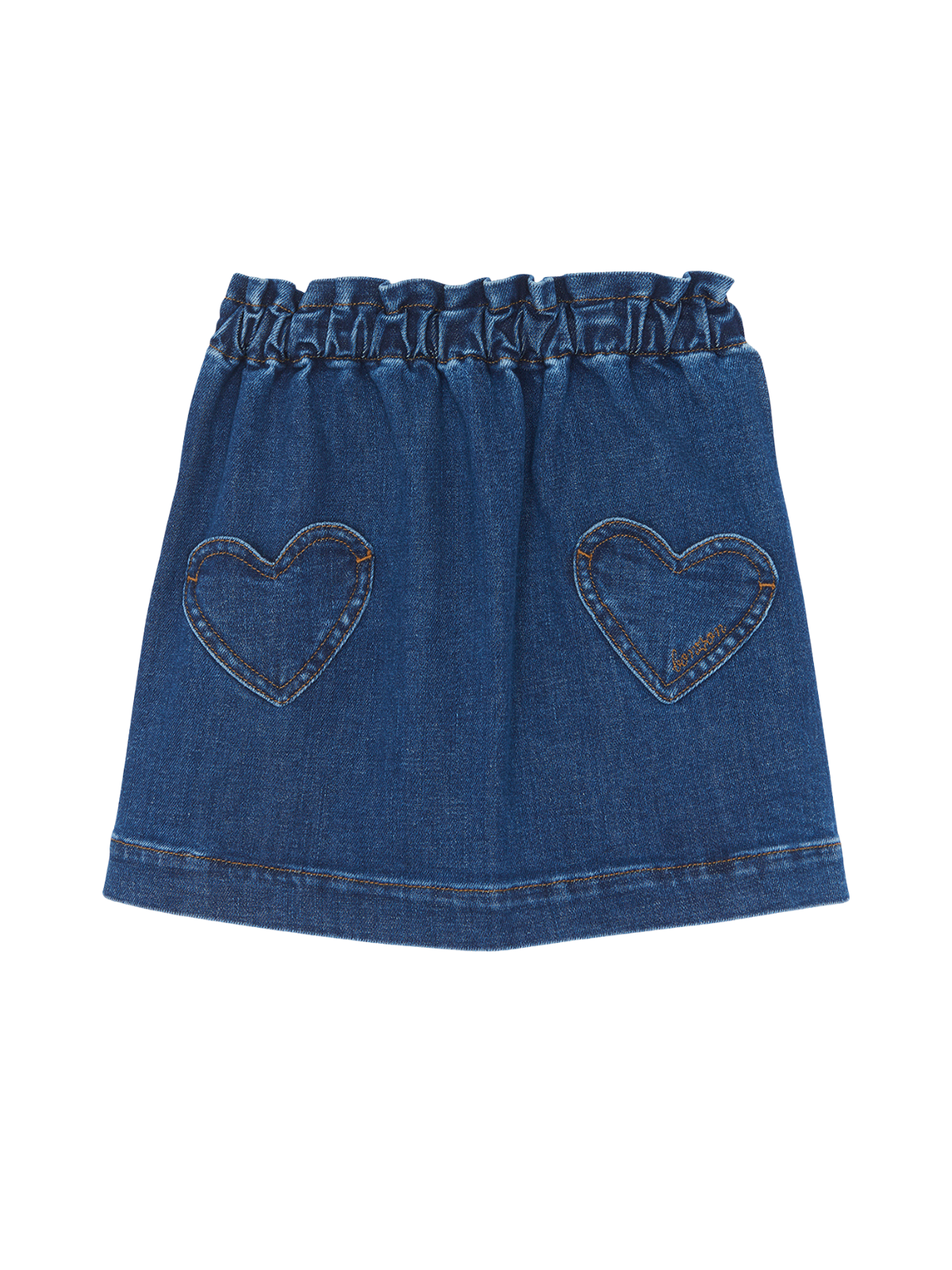 Heart Pocket Denim Skirt Skirts Bonton Dark Blue Denim 3Y