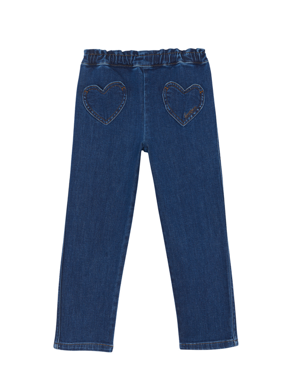 Heart Pocket Jeans Pants Bonton Dark Blue Denim 3Y