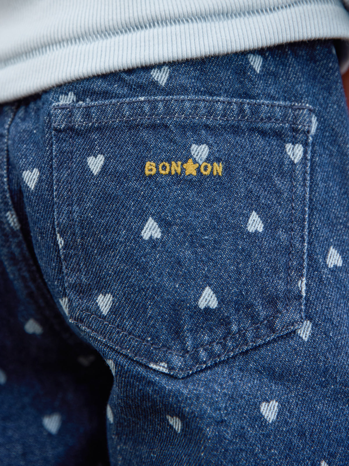 Heart Print Jeans Pants Bonton