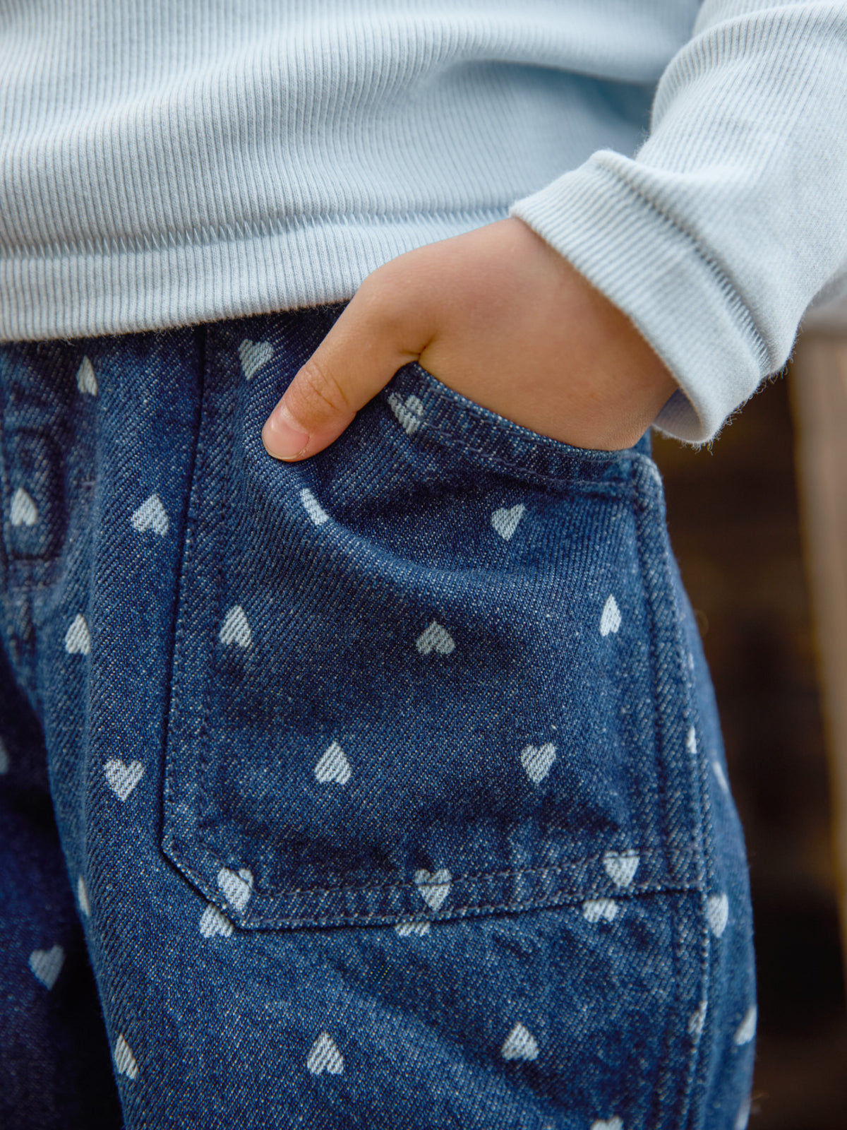 Heart Print Jeans Pants Bonton