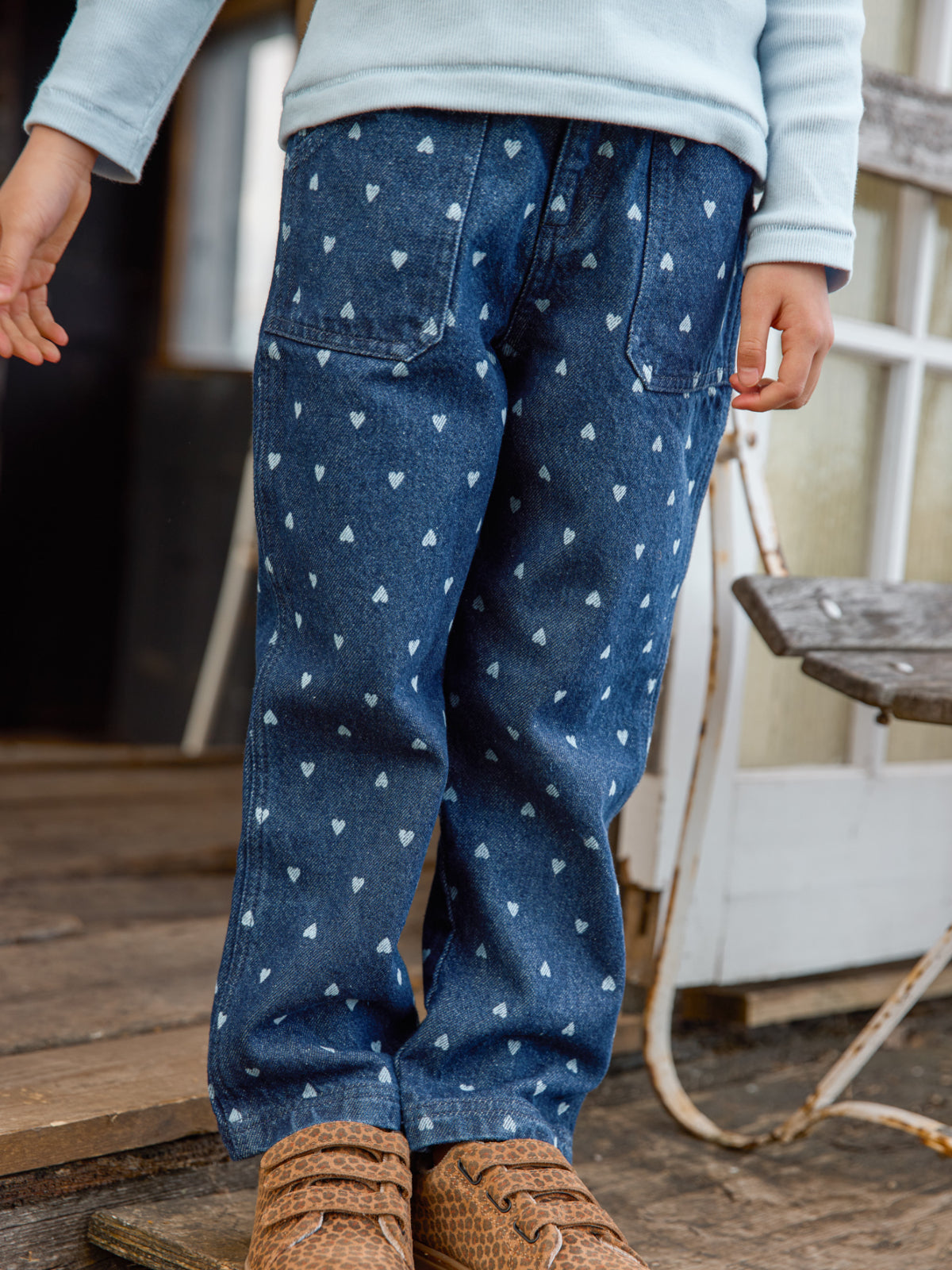 Heart Print Jeans Pants Bonton