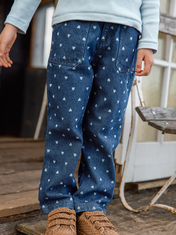 Heart Print Jeans Pants Bonton