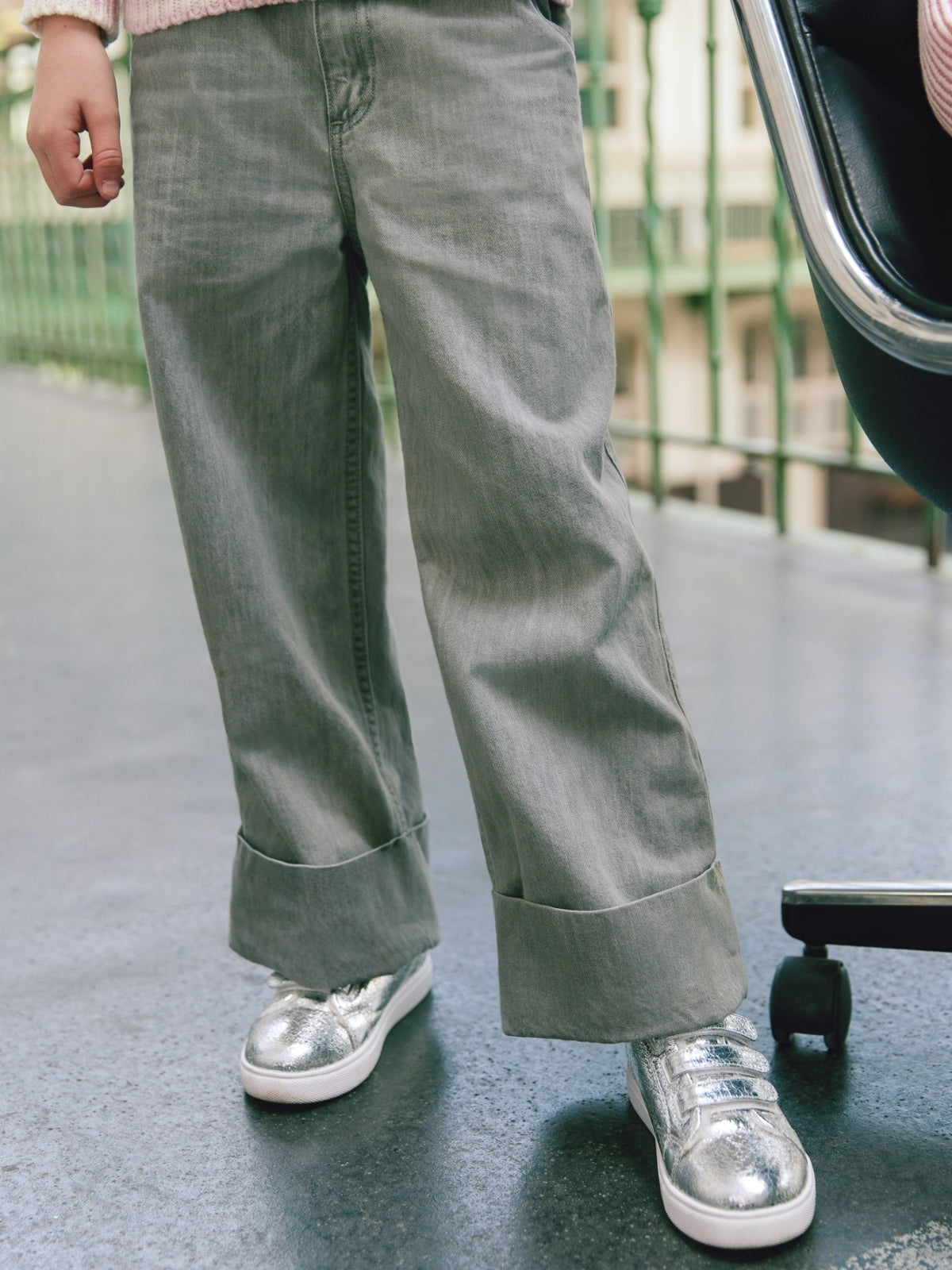 Janot Cuffed Gray Jeans Pants Bonton   