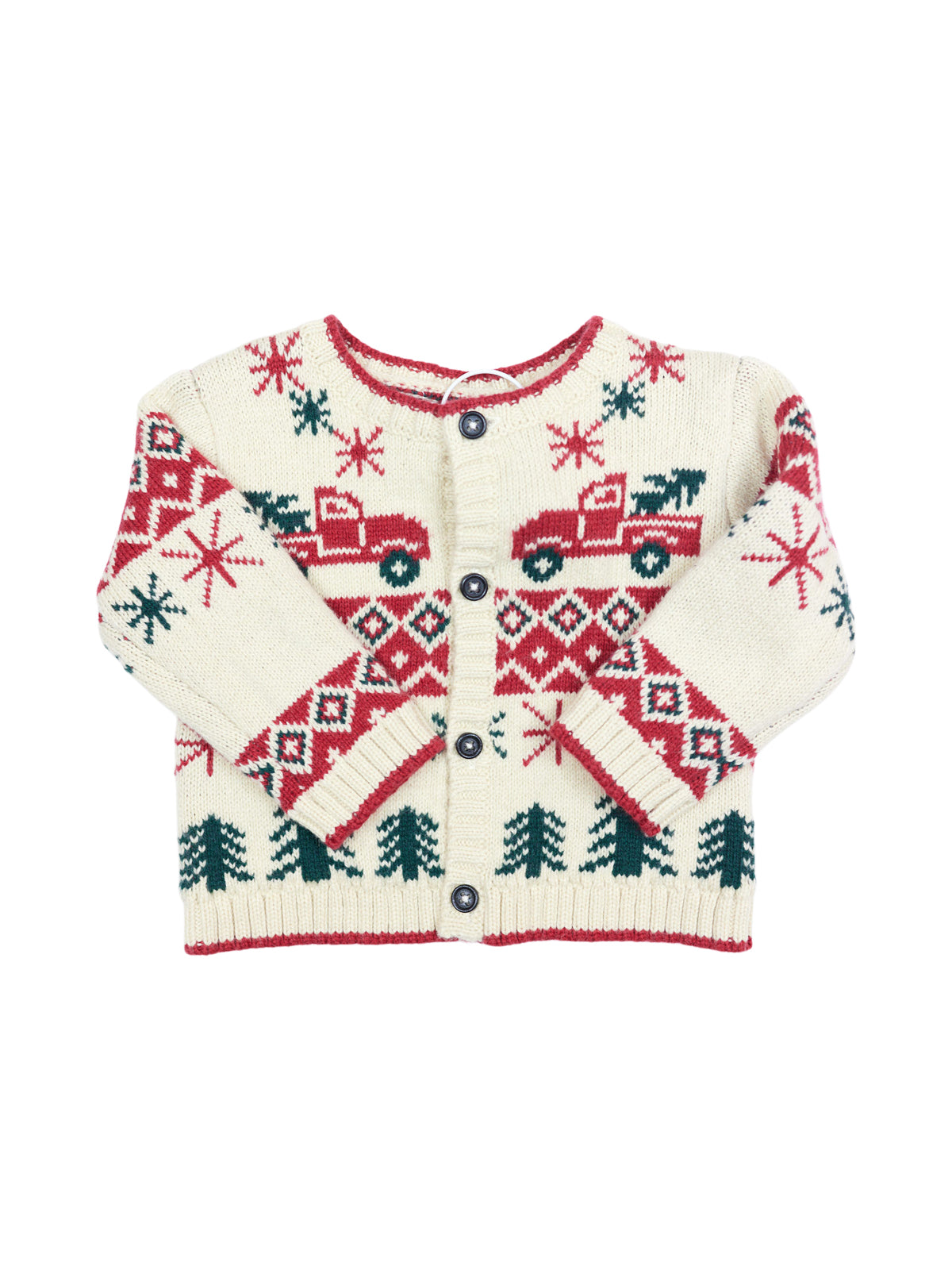 Joel Christmas Truck Cardigan Sweaters Bonton Ivory 6M 