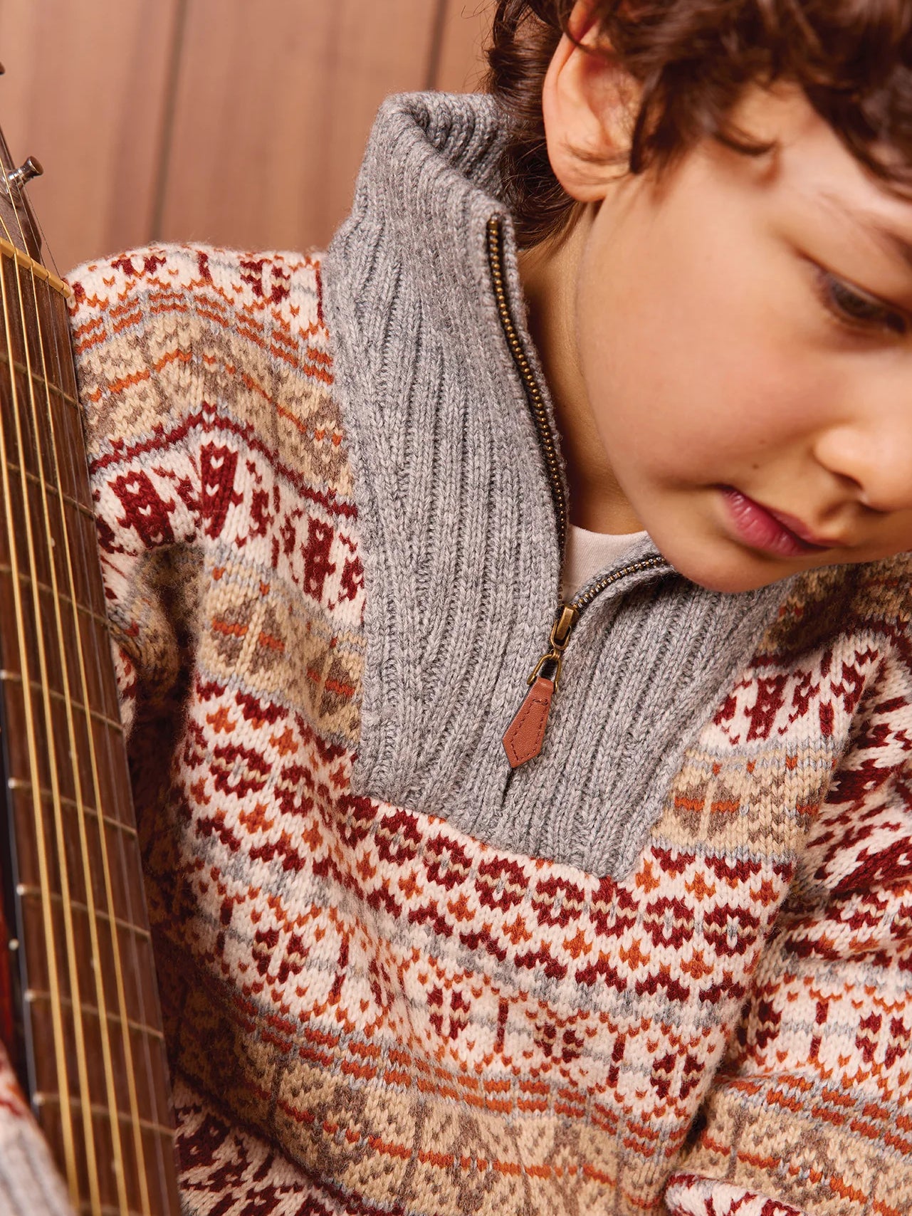 Chestnut Leonard Fair Isle Quarter Zip Sweater Sweaters Bonton