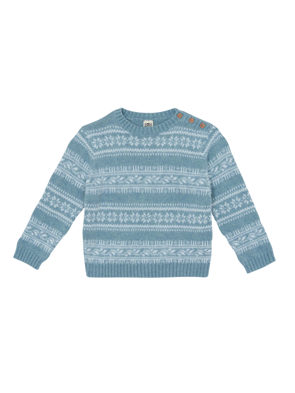 Loustic Fair Isle Sweater Sweaters Bonton Blue Gray 4Y