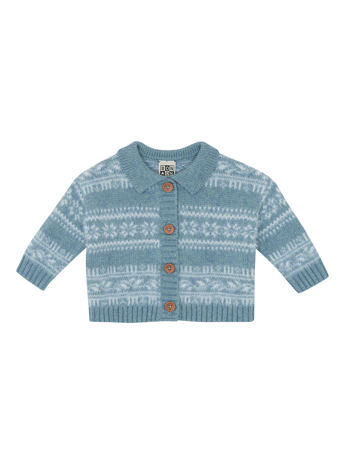Lucien Fair Isle Cardigan Sweaters Bonton Blue Gray 1Y