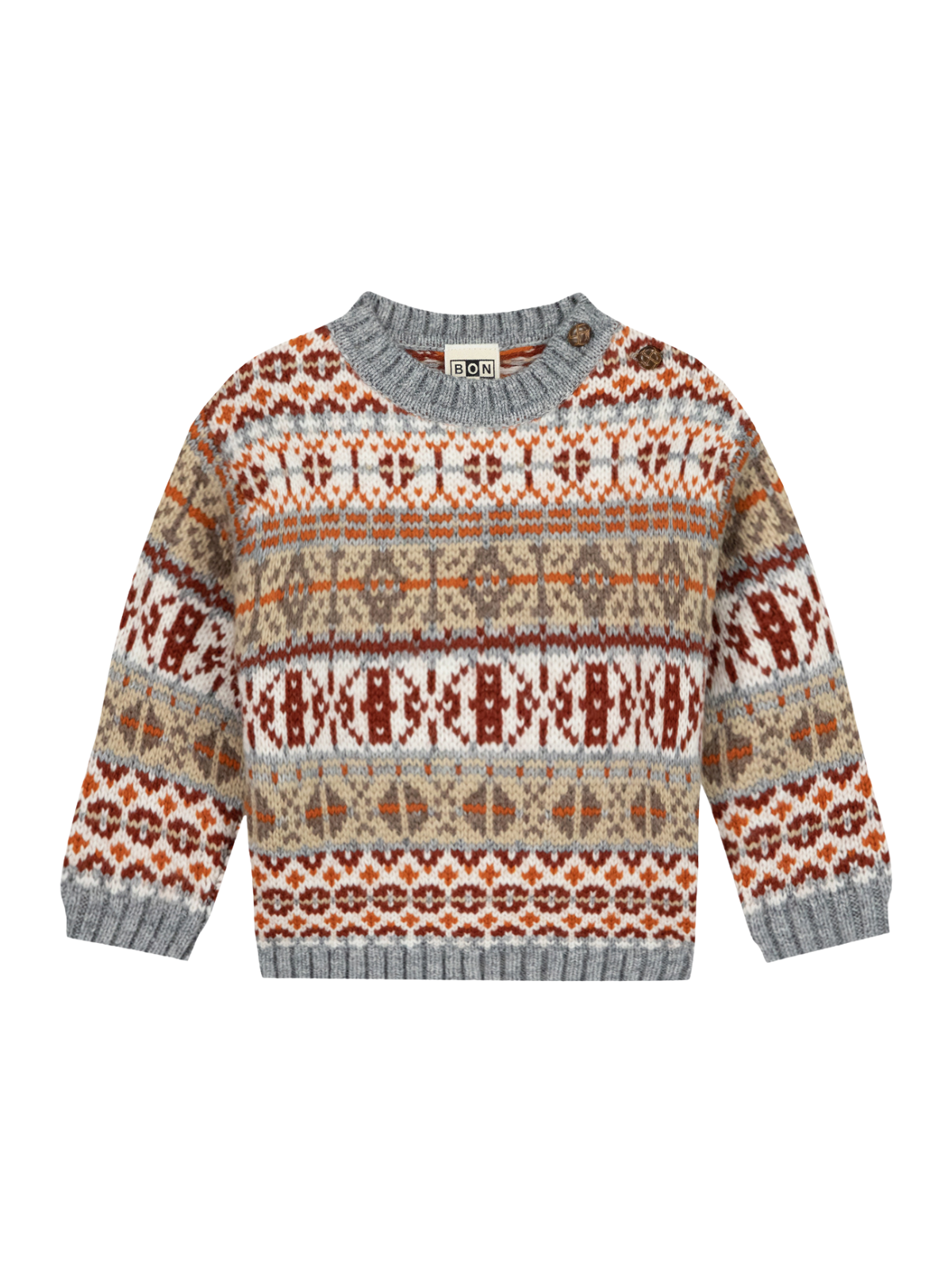 Maylon Fair Isle Sweater Sweaters Bonton Chestnut 2Y